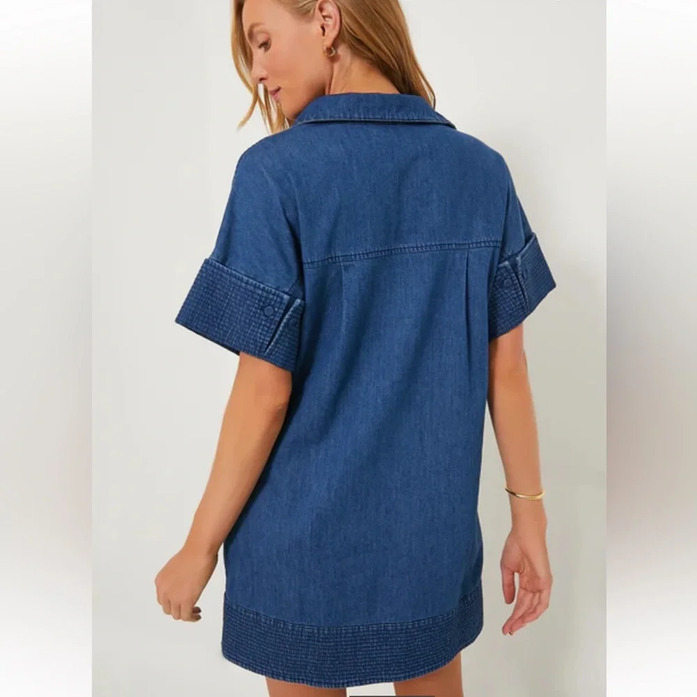 Tuckernuck Denim Trapunto Stitch Sofia Shirt Dress - Picture 2 of 3